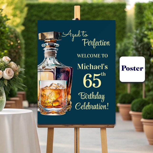 Póster Aged to Perfection Men 65th Whiskey Birthday (Subido por el creador)