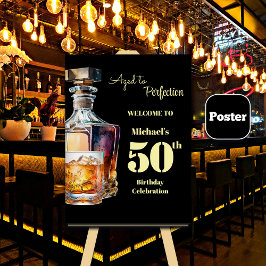 Póster Aged to Perfection Men's 50th Whiskey Birthday
