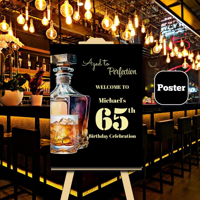 Póster Aged to Perfection Men's 65th Whiskey Birthday (Subido por el creador)