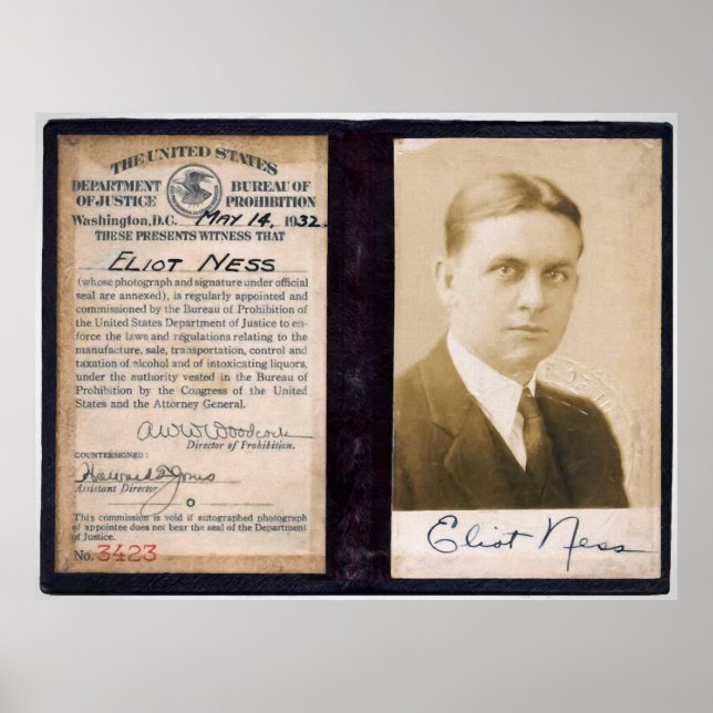 PÓSTER AGENTE DE PROHIBICIÓN DE CHICAGO ELIOT NESS INTOCA (Frente)