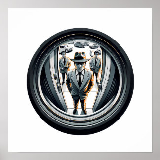 Póster Agentes en gris en la puerta | Fisheye