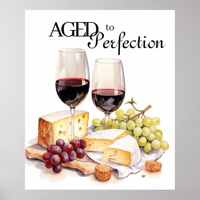 Póster Ageto a la fiesta de cumpleaños de vino y queso (Frente)