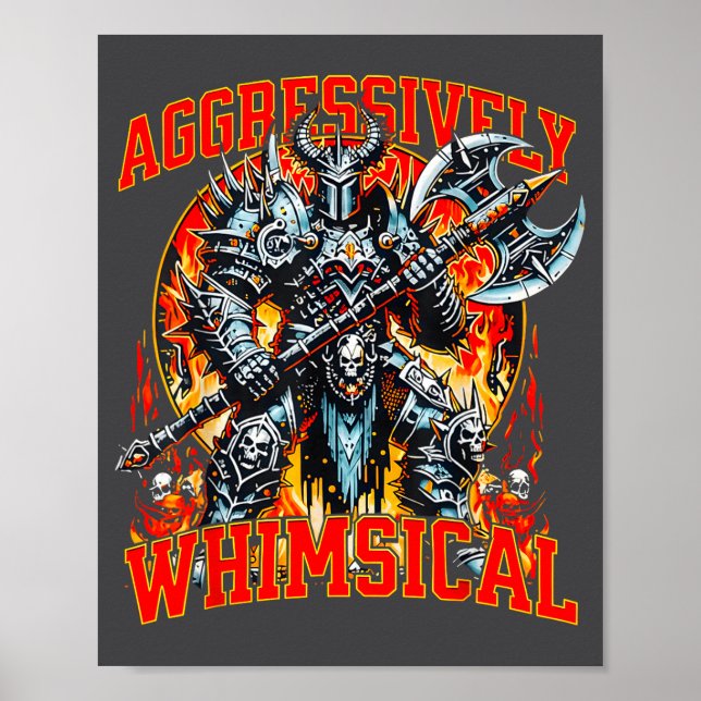 Póster Aggressively Whimsical Dark Fantasy Warrior Battle (Frente)