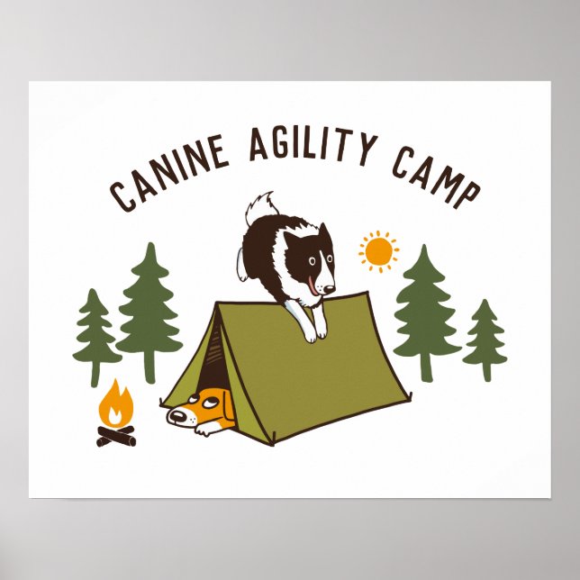 Póster Agility Dog Cute Border Collie Camp Personalizado (Frente)