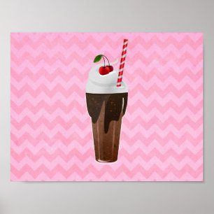 Póster Agitación de helado de chocolate retro