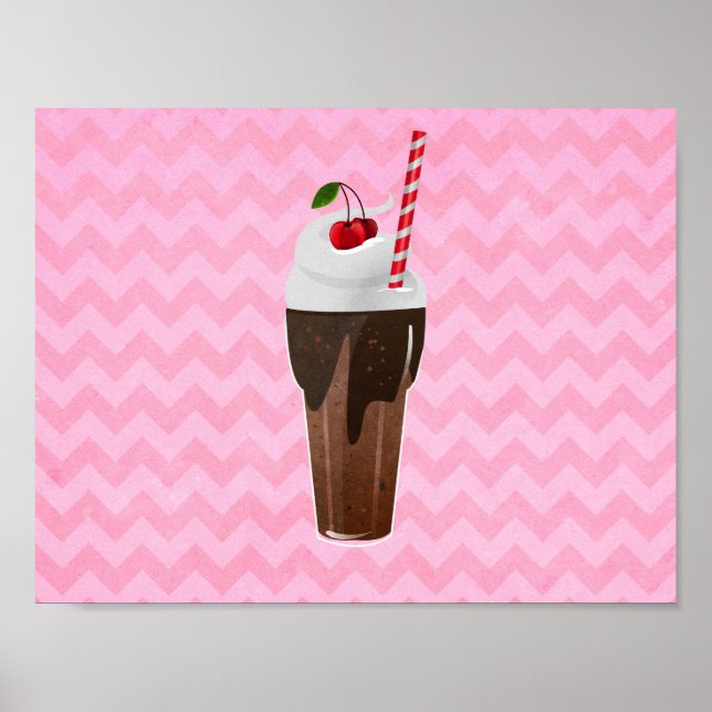 Póster Agitación de helado de chocolate retro (Frente)