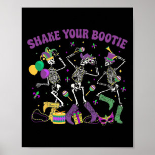 Póster Agitar tu Bootie Skeleton Mardi Gras Bote