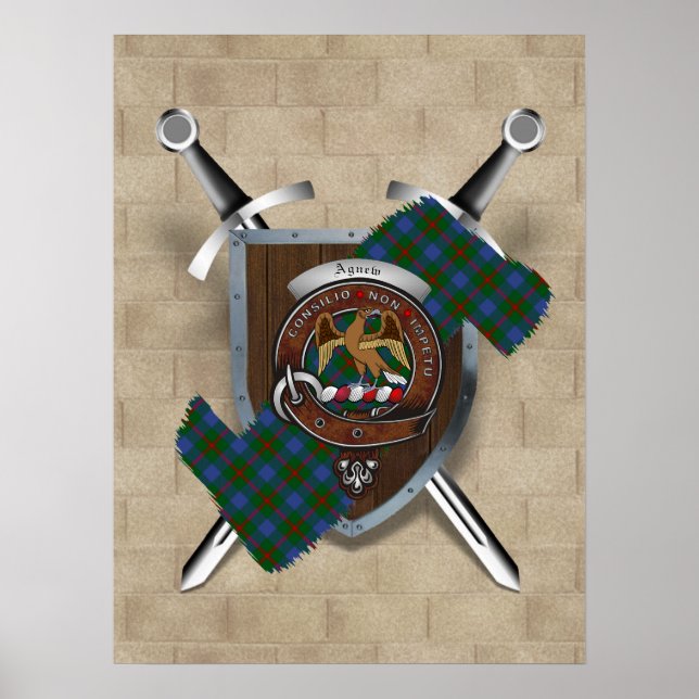 Póster Agnew Clan Badge Crossed Swords Poster 18x24 (Frente)