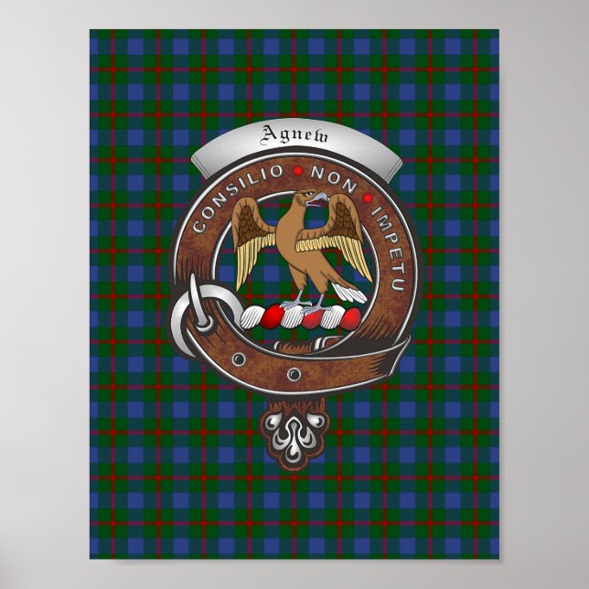 Póster Agnew Clan Badge & Tartan 8.5x11 Poster (Frente)
