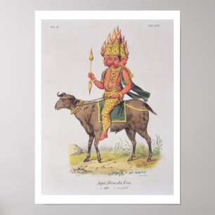 Póster Agni, dios del fuego, grabado por la empanada de