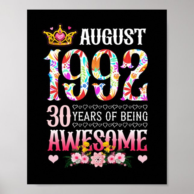 Póster Agosto de 1992 30 cumpleaños 30 años de espléndida (Frente)