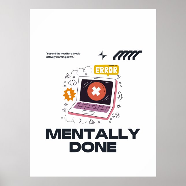 Póster Agotado Mentalmente - Más Allá de la Necesidad de  (Frente)