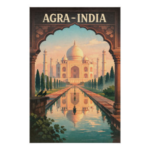 Póster Agra ciudad, India viaje retro 2026