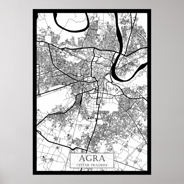 Póster Agra Uttar Pradesh City Map (Frente)
