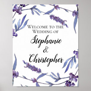 Póster Agradable acuarela Lilac Elegante Boda Bienvenida