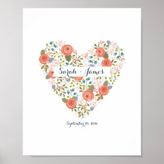 Póster Agradable Boda floral Dream Heart Personalizado Ar