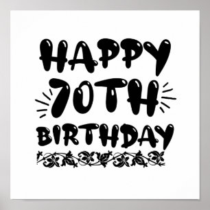 Póster Agradable decorativo feliz 70 cumpleaños, setenta