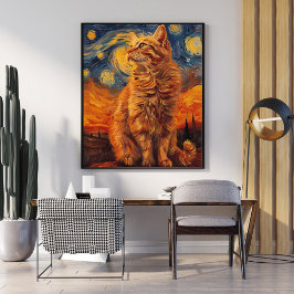 Póster Agradable dibujo de la línea dorada del Poster del