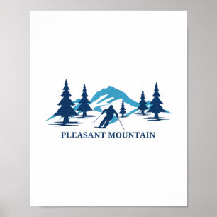 Póster Agradable Mountain Maine Ski Resort Esquí _1
