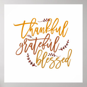 Póster Agradecido Agradecido Bendito Cita de Gratitud Cua