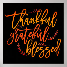 Póster Agradecido Agradecido Bendito Cita de Gratitud Neg