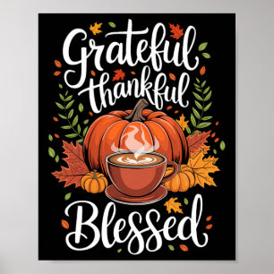 Póster Agradecido café de calabaza bendecido de agradecim