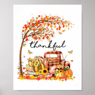 Póster Agradecido Camión De Calabaza Bendecido Su Caída Y