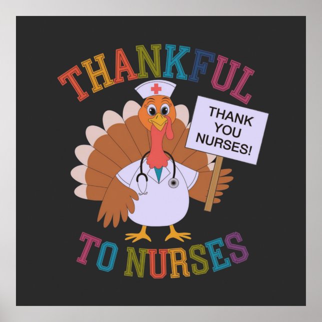 Póster Agradecidos a enfermeras que celebran a nuestros h (Frente)