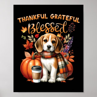 Póster Agradecidos agradecidos Perro Beagle Feliz Caída Y