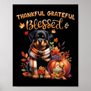 Póster Agradecidos agradecidos Rottweiler Dog Fall Y'al
