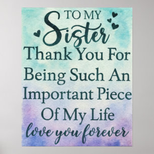 Póster Agradecimiento a la Hermana Gracias Por Estar En M
