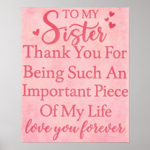 Póster Agradecimiento a la Hermana Gracias Por Estar En M