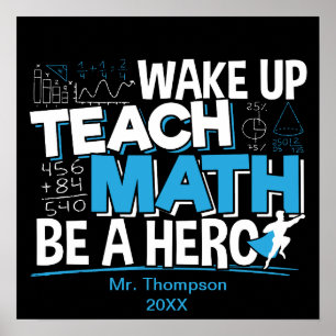 Póster Agradecimiento al profesor de matemáticas - Enseña