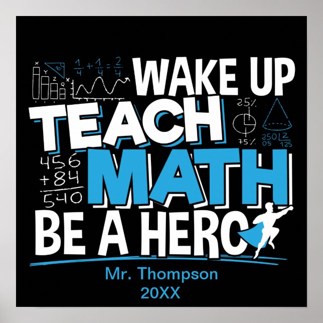 Póster Agradecimiento al profesor de matemáticas - Enseña (Frente)