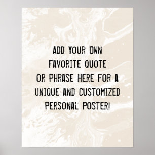 Póster Agrega tu cita personalizada Mármol blanco sobre c