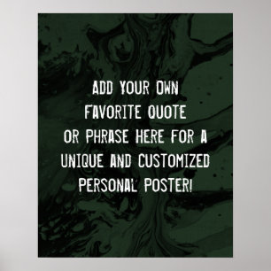 Póster Agrega tu cita personalizada Mármol negro y verde