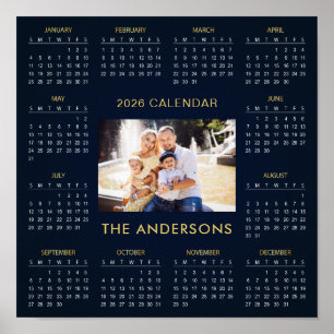 Póster Agrega tu propia foto familiar Calendario 2026   
