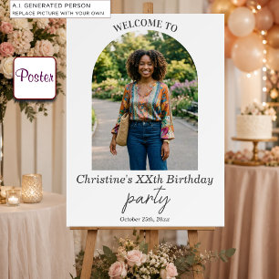 Póster Agrega Tu Propia Foto y Edad Bienvenida Fiesta de