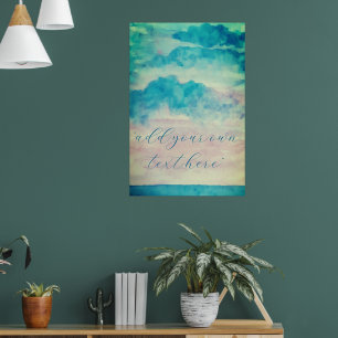 Póster Agrega tu texto Cielos y paisaje marino acuarela
