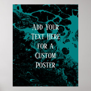Póster Agrega tu texto personalizado Mármol negro y azul