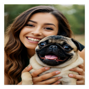 Póster Agregar foto de pug personalizar personalizado