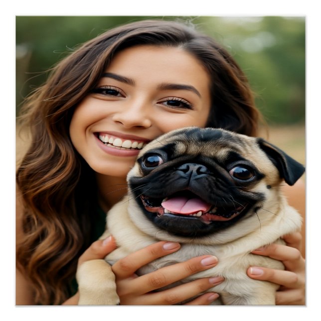 Póster Agregar foto de pug personalizar personalizado (Anverso)