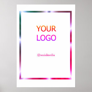 Póster agregar su logotipo personalizado borde rosa rojo