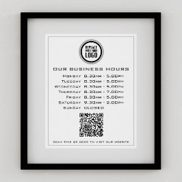 Póster Agregar texto de logotipo Código QR Horario de ape