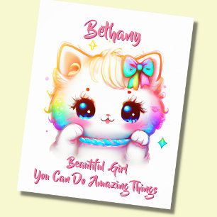 Póster Agregar texto de nombre, guardería de gatito color