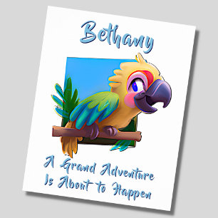 Póster Agregar texto de nombre, loro guacamayo bebé Ara p