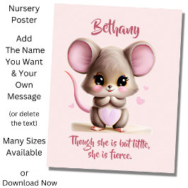 Póster Agregar texto de nombre, ratón bebé con orejas gra