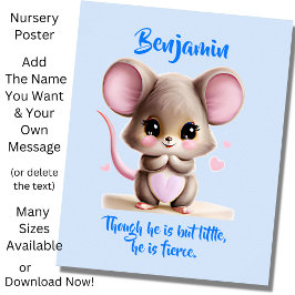 Póster Agregar texto de nombre, ratón bebé con orejas gra