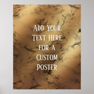 Póster Agregar tu texto Personalizado oro y mármol negro