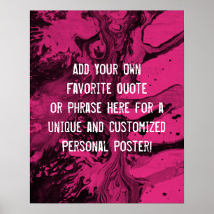 Póster Agregar una cita personalizada Mármol negro, Rosa 